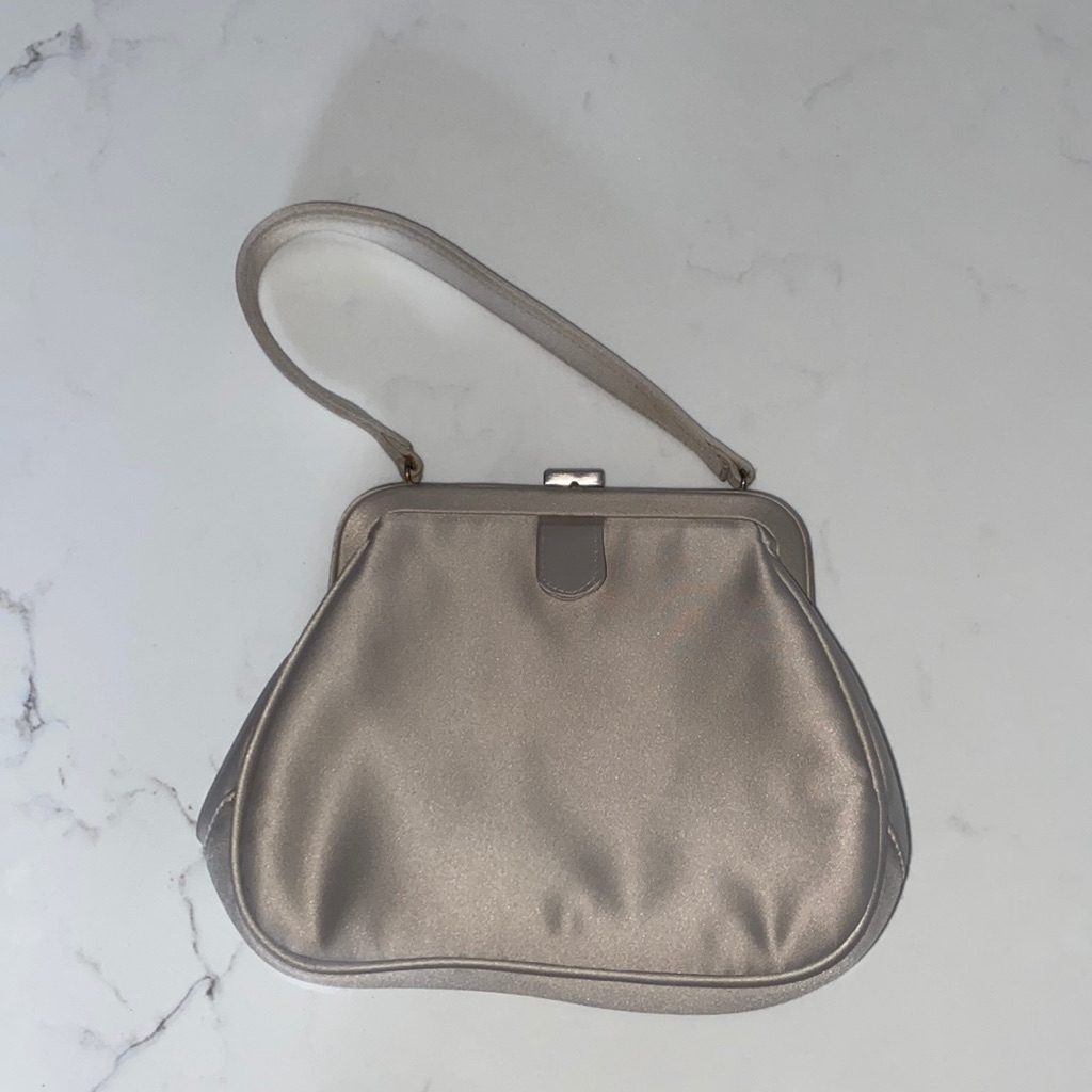 Evening Bag Vanessa Vintage Satin Pocketbook Formal Party Taupe 7” X 6“